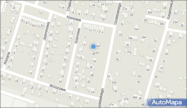 Piastów, Godebskiego Cypriana, 32, mapa Piastów