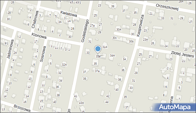 Piastów, Godebskiego Cypriana, 33a, mapa Piastów