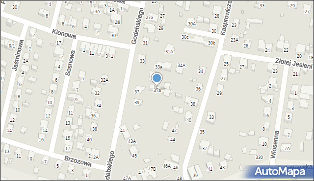 Piastów, Godebskiego Cypriana, 37a, mapa Piastów