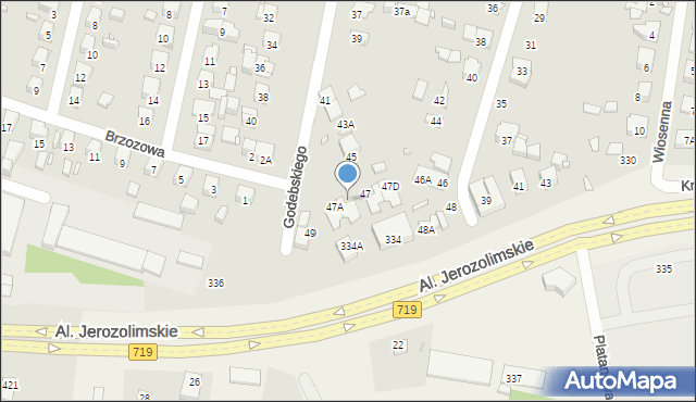 Piastów, Godebskiego Cypriana, 47B, mapa Piastów