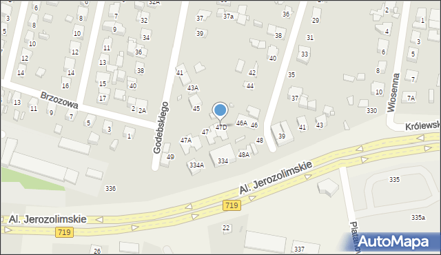 Piastów, Godebskiego Cypriana, 47D, mapa Piastów