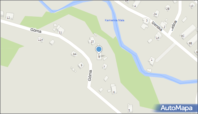 Piechowice, Górna, 8, mapa Piechowice