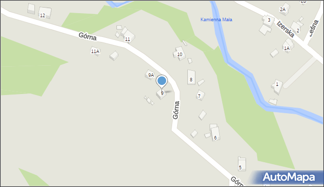 Piechowice, Górna, 9, mapa Piechowice