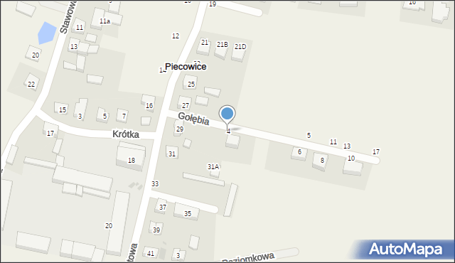 Piecowice, Gołębia, 4, mapa Piecowice