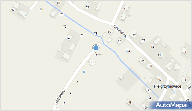 Pielgrzymowice, Gościniec, 12, mapa Pielgrzymowice