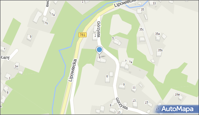 Płaza, Górzysta, 4, mapa Płaza