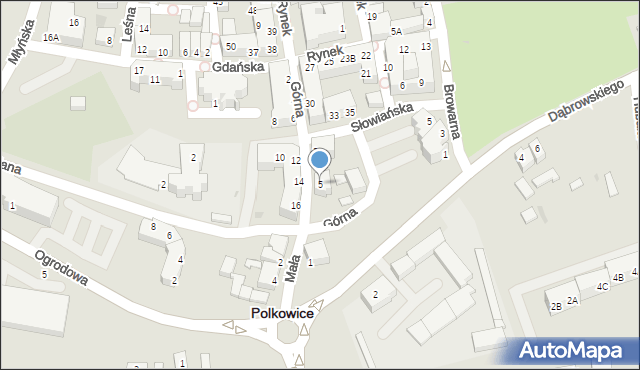 Polkowice, Górna, 5, mapa Polkowice