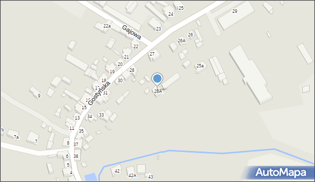 Poniec, Gostyńska, 28A, mapa Poniec