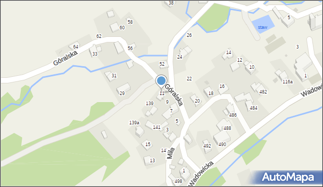 Ponikiew, Góralska, 11, mapa Ponikiew