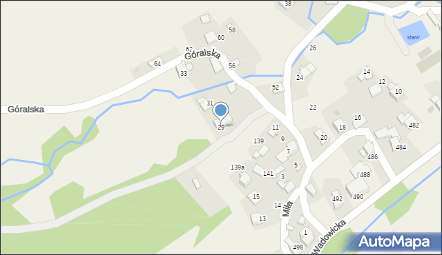 Ponikiew, Góralska, 29, mapa Ponikiew