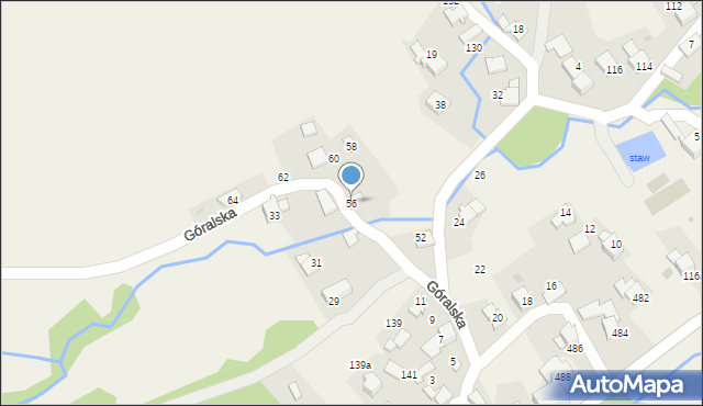 Ponikiew, Góralska, 56, mapa Ponikiew