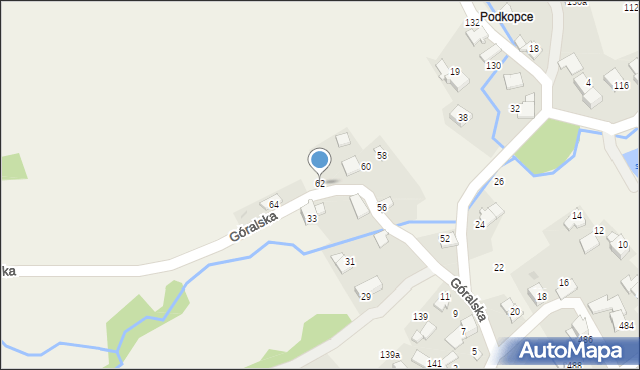 Ponikiew, Góralska, 62, mapa Ponikiew