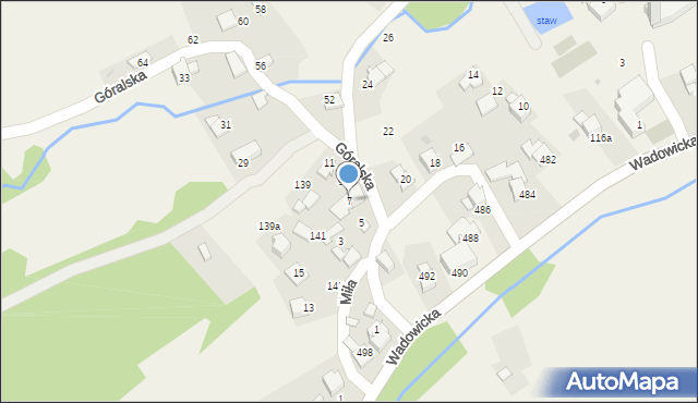 Ponikiew, Góralska, 7, mapa Ponikiew