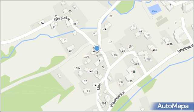 Ponikiew, Góralska, 9, mapa Ponikiew