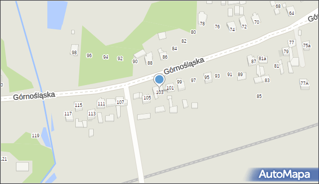 Poręba, Górnośląska, 103, mapa Poręba