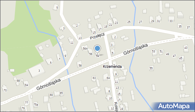 Poręba, Górnośląska, 54, mapa Poręba