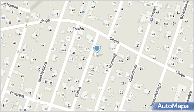 Pruszków, Górna, 28, mapa Pruszków