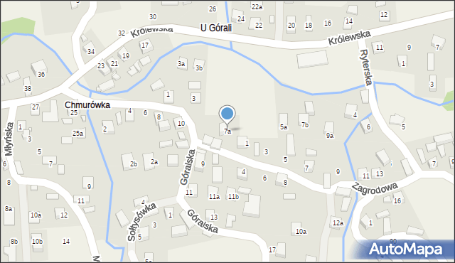 Przysietnica, Góralska, 7a, mapa Przysietnica