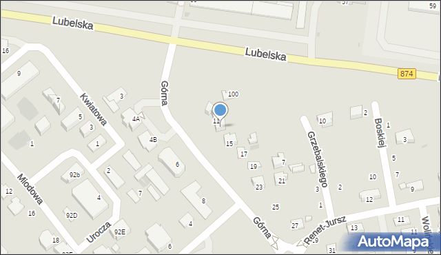 Puławy, Górna, 13, mapa Puław