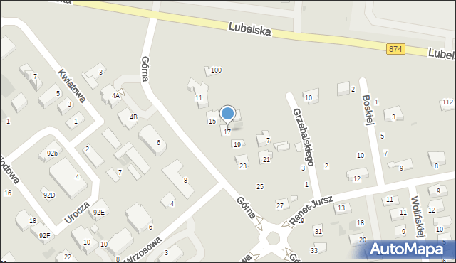 Puławy, Górna, 17, mapa Puław