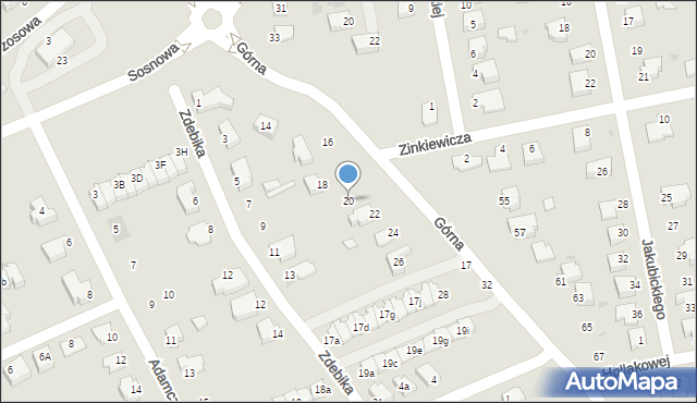 Puławy, Górna, 20, mapa Puław