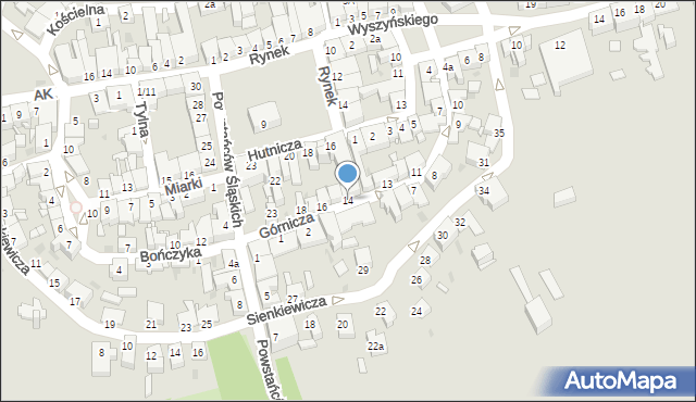 Pyskowice, Górnicza, 14, mapa Pyskowice