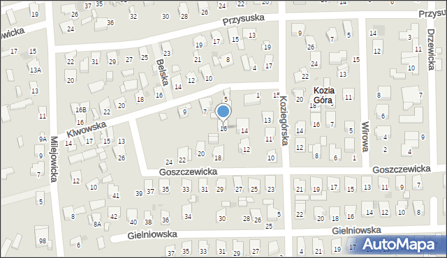 Radom, Goszczewicka, 16, mapa Radomia