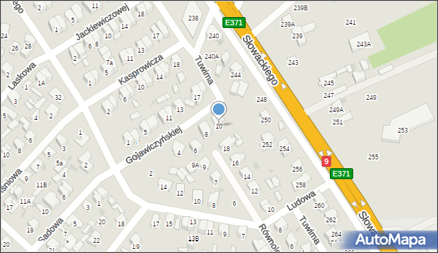 Radom, Gojawiczyńskiej Poli, 10, mapa Radomia