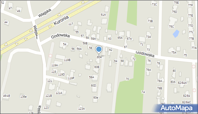 Radom, Godowska, 60A, mapa Radomia