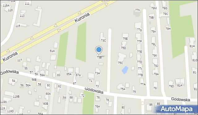 Radom, Godowska, 73B, mapa Radomia