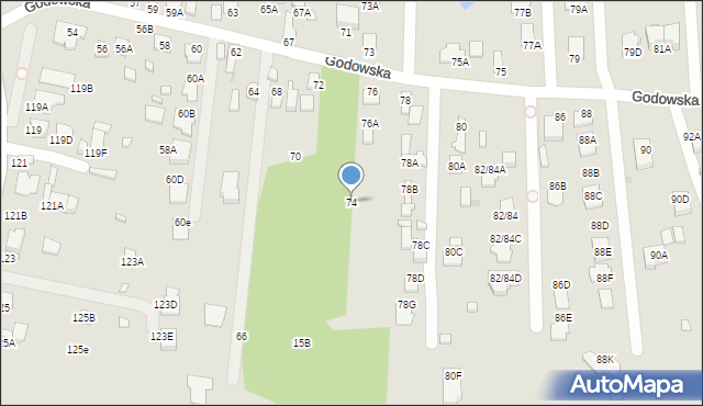 Radom, Godowska, 74, mapa Radomia