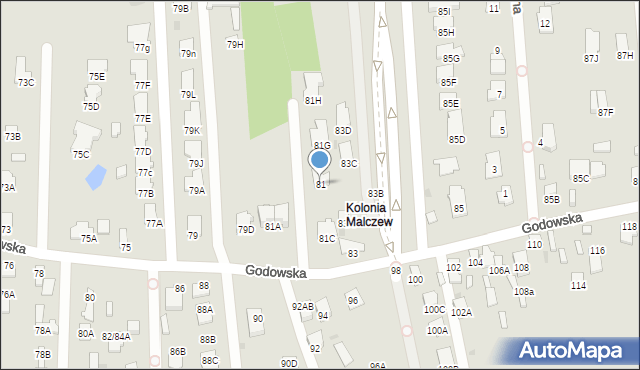 Radom, Godowska, 81, mapa Radomia
