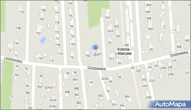 Radom, Godowska, 81A, mapa Radomia