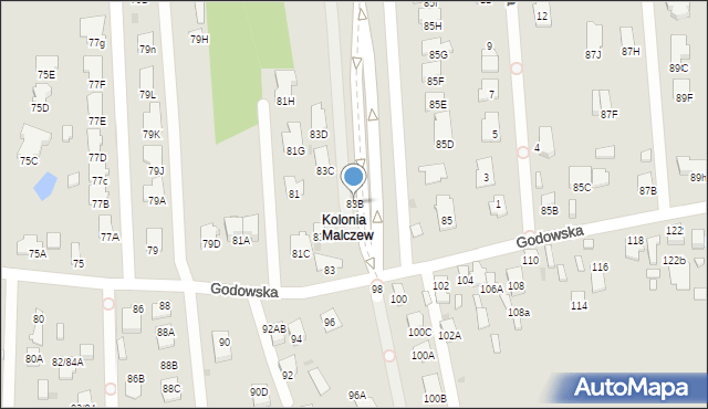 Radom, Godowska, 83B, mapa Radomia