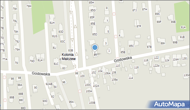 Radom, Godowska, 85, mapa Radomia