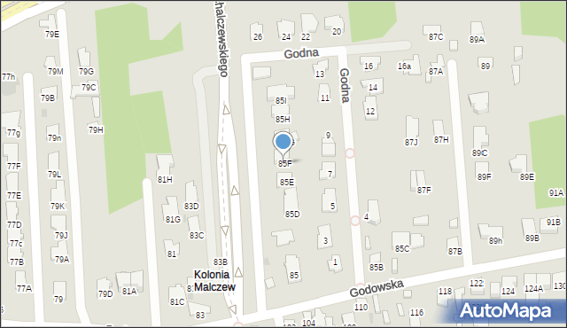 Radom, Godowska, 85F, mapa Radomia