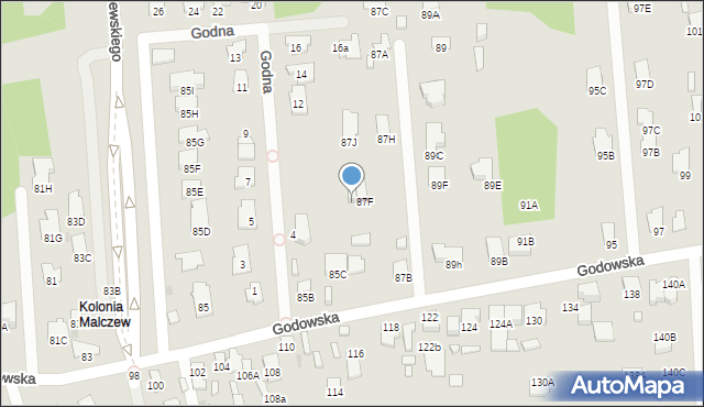 Radom, Godowska, 87G, mapa Radomia