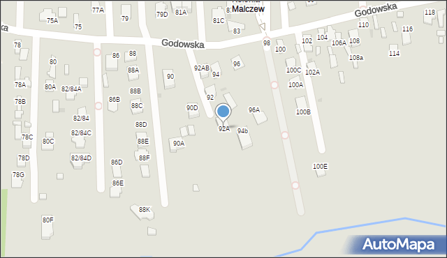 Radom, Godowska, 92A, mapa Radomia