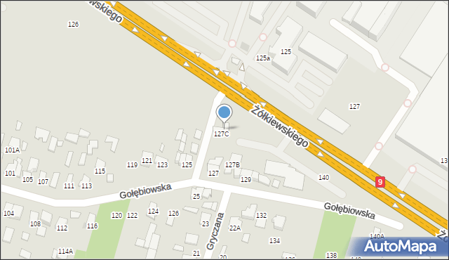 Radom, Gołębiowska, 127D, mapa Radomia