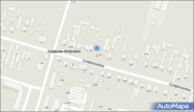Radom, Gołębiowska, 21, mapa Radomia