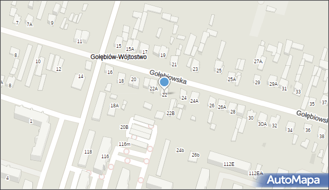 Radom, Gołębiowska, 22, mapa Radomia