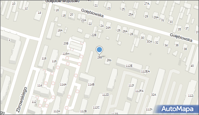 Radom, Gołębiowska, 24b, mapa Radomia