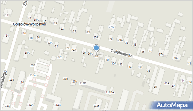 Radom, Gołębiowska, 28, mapa Radomia