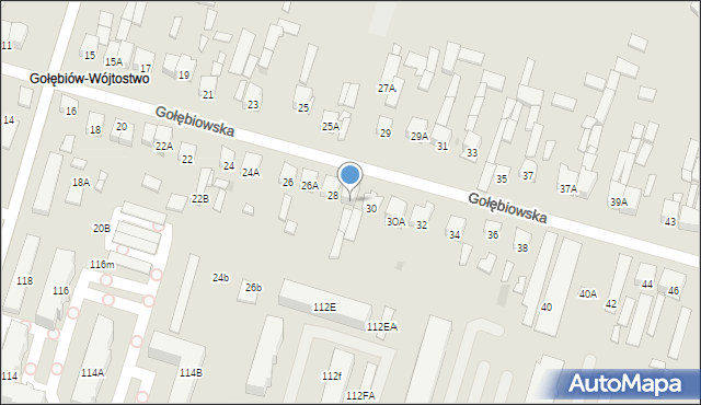 Radom, Gołębiowska, 28A, mapa Radomia