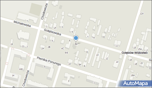 Radom, Gołębiowska, 6A, mapa Radomia