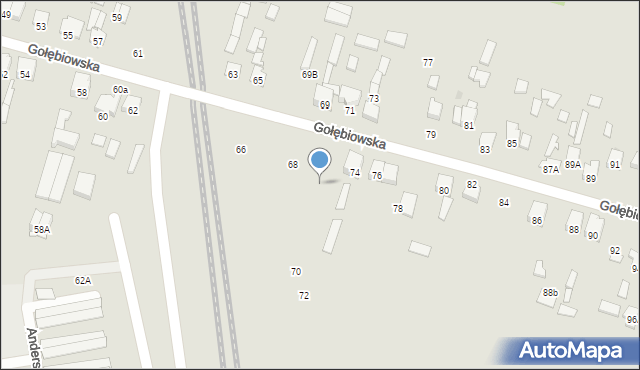 Radom, Gołębiowska, 70, mapa Radomia
