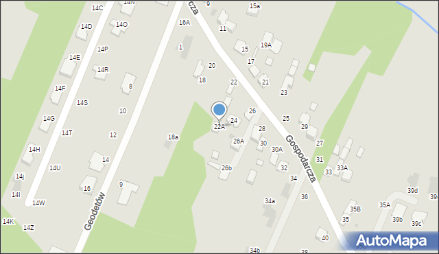 Radom, Gospodarcza, 22A, mapa Radomia