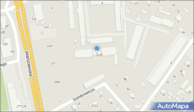 Radom, Gombrowicza Witolda, 3, mapa Radomia