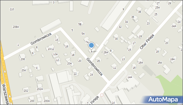 Radom, Gombrowicza Witolda, 7, mapa Radomia