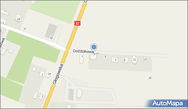 Radwanice, Goździkowa, 3, mapa Radwanice